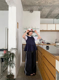 Harmons Track Raw Denim Banding Wide Pants