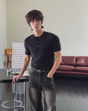 Virgin Layered Muscle Fit Henley Neck Knit