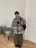 [unisex] Donico Check Duffel Quilted Hood Half Coat