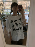 [unisex] Donay Cat Printing Over Short Sleeve Tee
