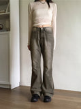 Dockin Vintage Washing Gray Long Bootcut Denim Pants