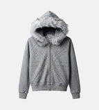 Cross Studded Hood Zip-Up