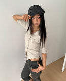 Tshi stripe pattern beret hat