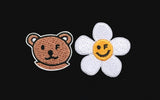 Small Flower Bear Face Smile Embroidery Knit Cardigan