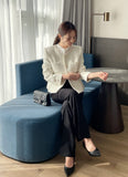 Shurea No Collar Pearl Tweed Jacket