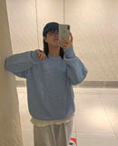 [unisex] Maring heart cable round over knit