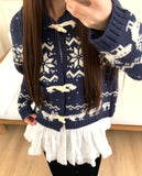 Murfu Nordic Collar Duffle Loose Fit Long Sleeve Knit Cardigan