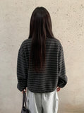 Petans Brushed High Neck Stripe Fleece Sweatshirt