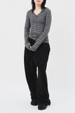 (W) Salty Striped Hooded Top