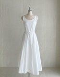 Peeling Pleated Sleeveless Long One Piece (Belt Set)