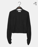 Kakon Damage Interseasonal Shirring Round Long Sleeve T-Shirt