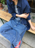 Hamir Side Button Denim Wide Pants