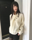 [Muffler SET] Seon Muffler Two-Way Button V-Neck Knit