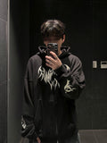 Unisex Devil Overfit Hooded Zip-Up