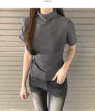 Luxurious Mood Half-Neck Span Slim Fit Short Sleeve T-shirt