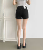 Slim-line fit A-line Fit Black Basic Cotton Shorts