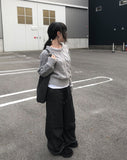 Iu Denim Pintuck Wide Banding Pants