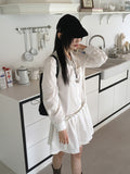 Sojeun Eyelet Belt Pleats Shirt Mini One Piece