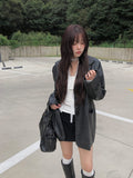 Avil Leather Overfit Blazer Jacket