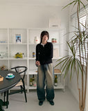 Felint Washing Incision Balloon Denim Pants