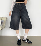 Casual Banding Knee Length Bermuda Denim Shorts