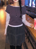 Nippy Frill Double-Side Layered T-Shirt
