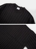 Ribbed crack damage slit over knit
