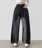 Side Pin Tuck Line Wide Fit Denim Pants