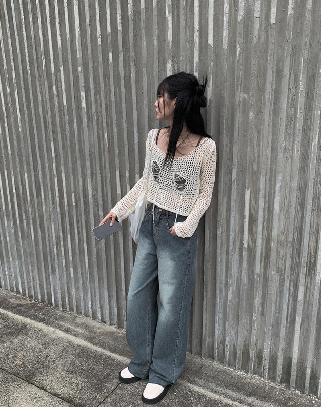 【Anyone more】Uto Wash Denim Wide Pants Anyone more (エニワンモア) - ユナウォッシングデニムワイド