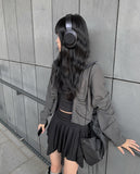 Noki shirring zip-up jacket