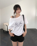 Stars Lettering Unbalance Short Sleeve