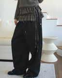 Jetso Layered Checkered Micro Mini Skirt Belt