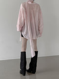 Sie Knot See-through Wrap Shirt Blouse