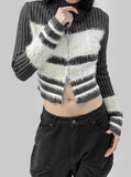 45% Wool) Robed Color Matching Knit Zip-Up