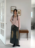 [2 SET] Town Scarf Set Stripe Linen Long Sleeve T-Shirt