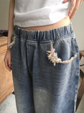 [MADE] Villard Surgical Damage Washing Banding Long Wide Denim Pants