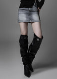 Big eyelet long boots heel