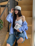 Nor Button Waffle Crop Top (+ With Cup)