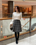 Blinged Lip Neck Button Pearl Knit