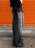 Snap Wide Black Washed Denim