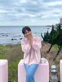 Meringue pintuck shirred blouse