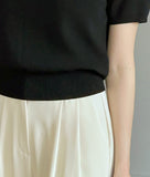 Steady Half Open Collar Short Sleeve Knit
