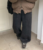 Gyuison Pigment Brushed Banding Wide Pants