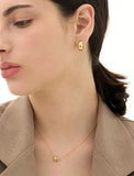 Champagne Full Moon Silver Grip One Touch Earrings