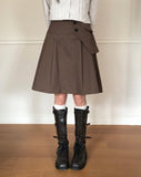Lou Pocket Unbalanced Wrap Pleats Midi Skirt