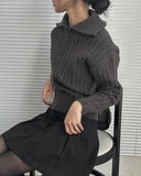 Chise cable knit half zip-up
