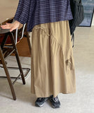 Myundeu Shirring Ribbon Banding Long Skirt