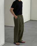 Sharp Linen Wide Banding Pants