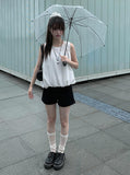 Verge Dot Balloon Pumpkin Sleeveless Blouse