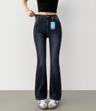 Color Raw Cotton Denim Slim Semi Bootcut Pants